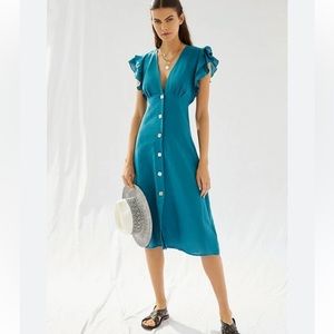 NWOT Anthropologie x Charlie Holiday Ruffle Midi Dress | Size 4